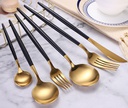 طقم معالق وشوك وسكاكين جولد أنيق ٢٤ قطعة مثالي للعزومات