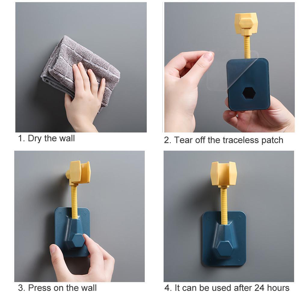 حامل وماسك لسماعة الدش دوار بلزق دبل فيس قوي سيليكون