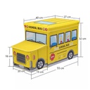 بوف ومقعد للأطفال ولتخزين الألعاب شكل اتوبيس مدرسة قابل للطي