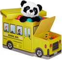 بوف ومقعد للأطفال ولتخزين الألعاب شكل اتوبيس مدرسة قابل للطي