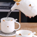 طقم شاي بورسلين شكل قطة مجسم 6 قطع