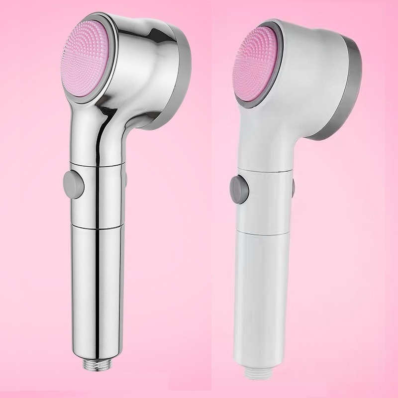 سماعة دش لضغط المياه الضعيفة وفلتر وفرشة تدليك سيليكون