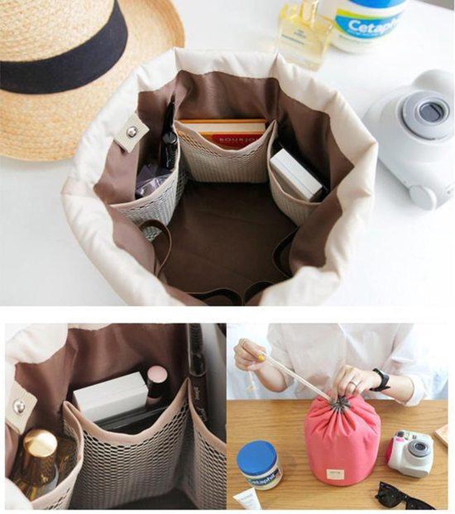 منظم شنطة بجيوب داخلية للمكياج وأدوات العناية بالشعر والبشرة برباط للغلق المحكم وتر بروف