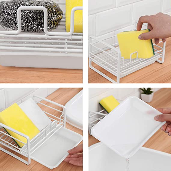 منظم حامل لليف والصابون معدن برف بلاستيك للمطبخ والحمام