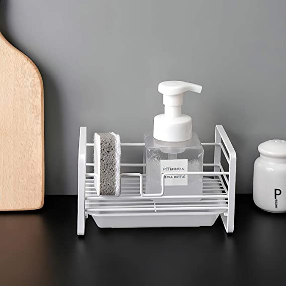 منظم حامل لليف والصابون معدن برف بلاستيك للمطبخ والحمام