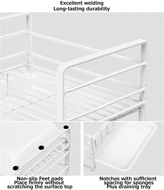 منظم حامل لليف والصابون معدن برف بلاستيك للمطبخ والحمام