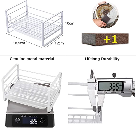 منظم حامل لليف والصابون معدن برف بلاستيك للمطبخ والحمام