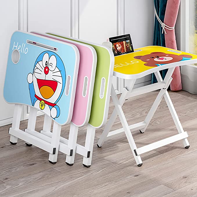 ترابيزة مرتفعة قابلة للطي للدراسة والعمل والرسم بحامل لكوب وحامل للهاتف او الأي باد