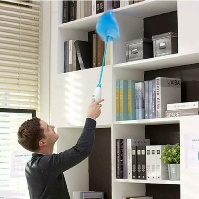 منفضة دوارة برأسين ويد قابله لتعديل الطول لإزالة التراب من الأثاث والحوائط والتحف والستائر