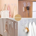 هوك شماعة شفاف لتعليق الملابس والفوط ذاتي اللصق بدون تخريم فردي