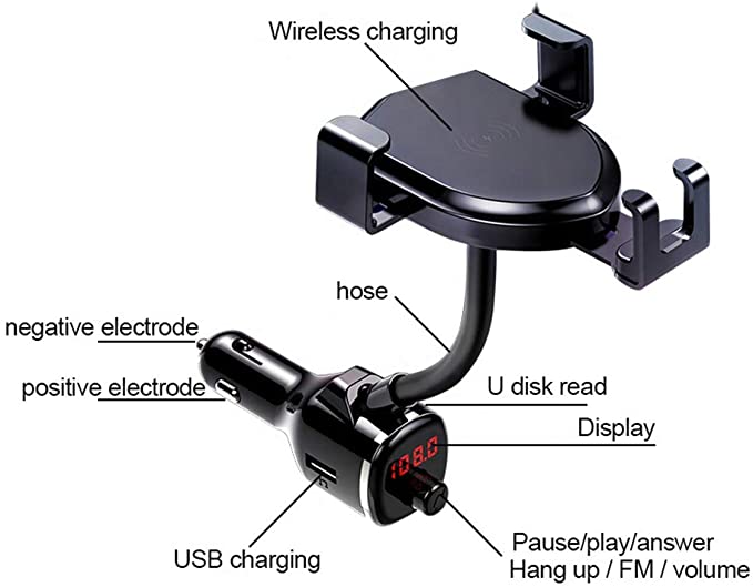 شاحن وحامل موبايل دوار بمنفذين يو اس بي للسيارة
