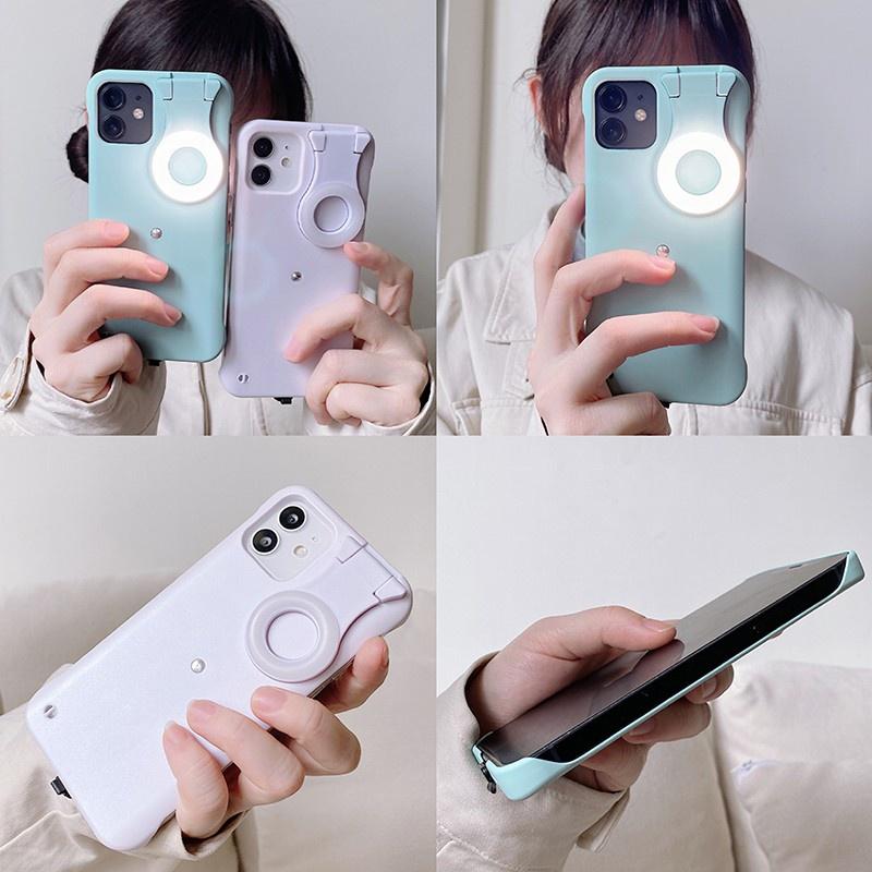 جراب موبايل مع رينج لايت بثلاث درجات لالتقاط صور سيلفي في الظلام