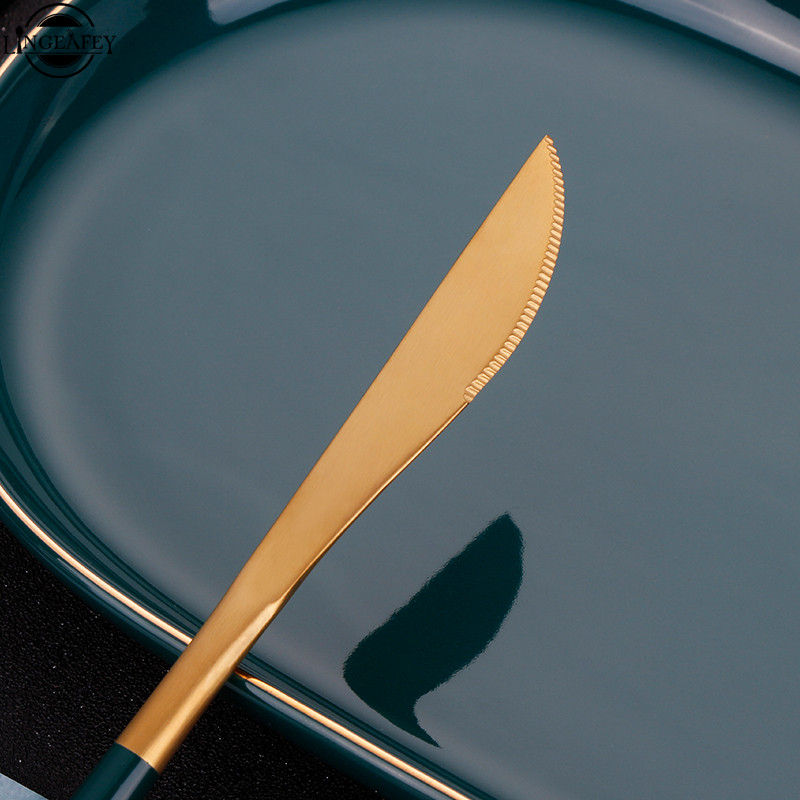 طقم معالق وشوك وسكاكين جولد في زيتي أنيق ٢٤ قطعة مثالي للعزومات