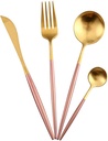 طقم معالق وشوك وسكاكين جولد في بينك أنيق ٢٤ قطعة مثالي للعزومات