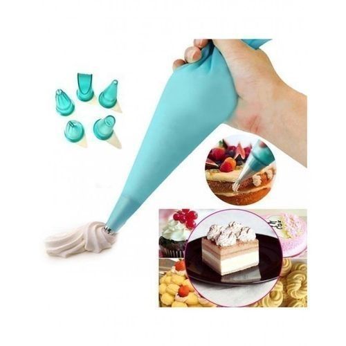 قمع كريمة لتوزيع الكريمة وتزين الكيك سيليكون مع ٦ اشكال