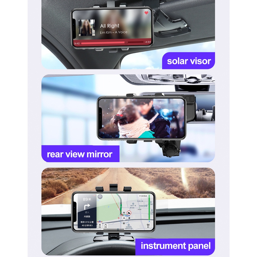 حامل موبايل سيارة دوار 360 درجة للمراية والتابلوه