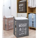 سلة مربعة بغطاء وجوانب شفافة للغسيل وتخزين البطاطين واللحاف