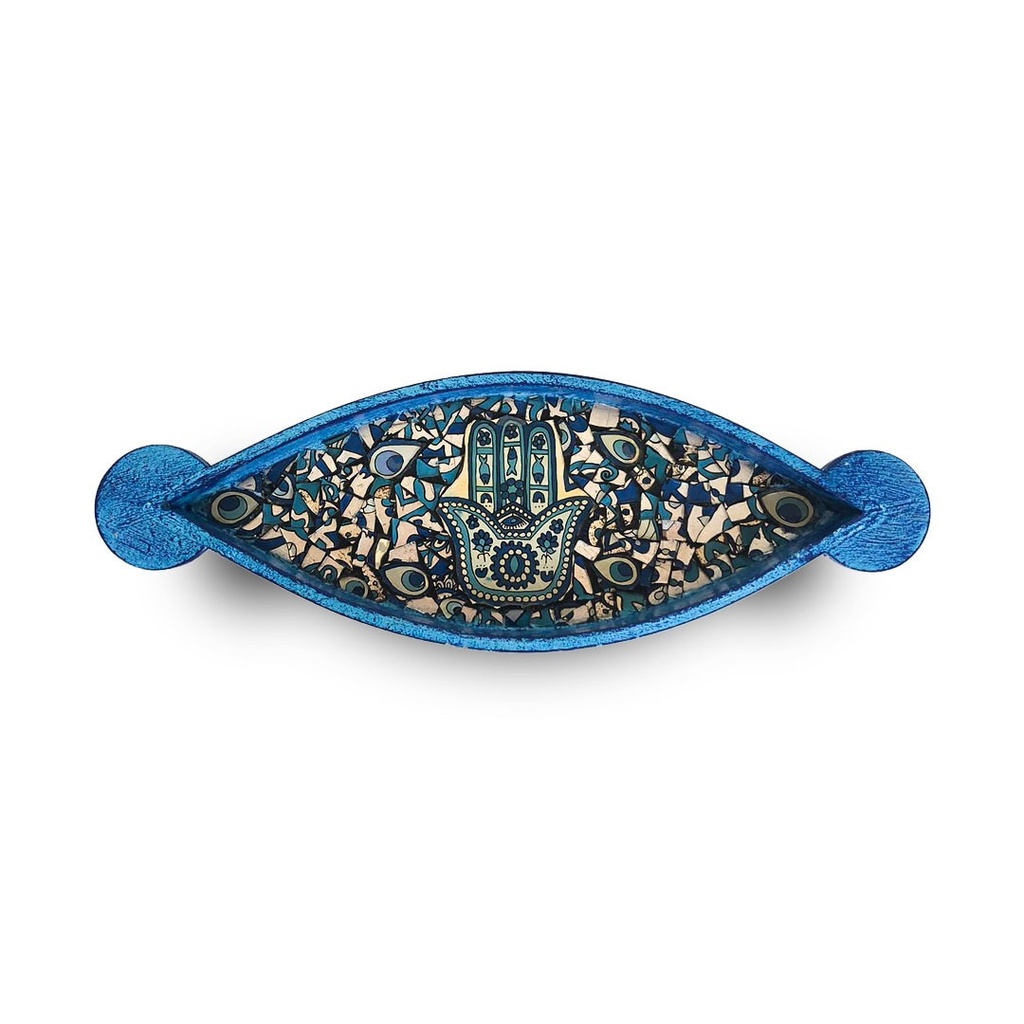 طقم صواني خشب 3 قطع خمسة وخميسة لتقديم المشروبات بيد دائرية