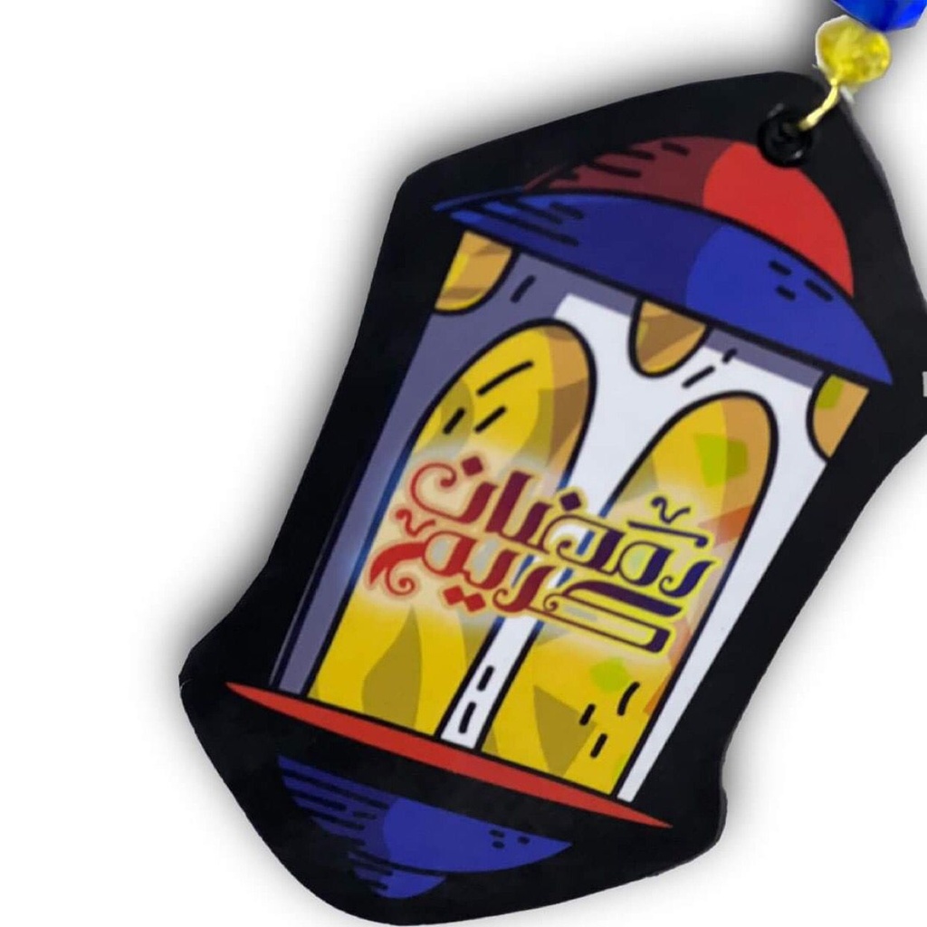 دلاية هلال وفانوس رمضان خشب حجم وسط