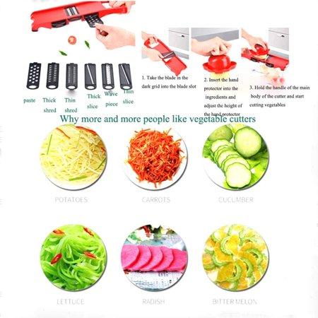 قطاعة ومبشرة الخضار والفاكهه والجبن 6 رؤوس مع علبة