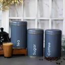 طقم برطمانات 3 قطع لحفظ وتنظيم الشاي والسكر والقهوة بغطاء محكم الغلق