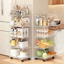 تربو منظم لأدوات المطبخ والحمام 5 سلات بعجلات لسهولة الحركة من المعدن