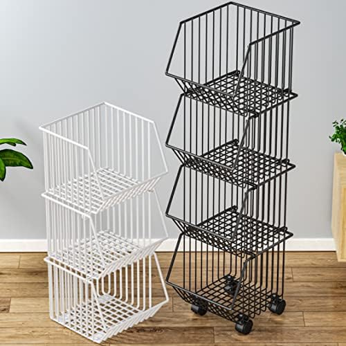 تربو معدن 4 سلات لحمل وتنظيم أدوات المطبخ والحمام مزود بعجلات لسهولة الحركة