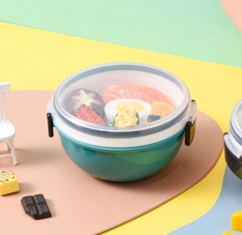 لانش بوكس 2 دور بغطاء محكم الغلق ومعلقة لسهولة تناول طعام صحي خارج المنزل