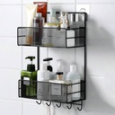 استاند معدن 2 دور ب 6 هوكات منظم لأدوات المطبخ والحمام بلزق دبل فيس قوي