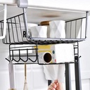 اندر شيلف 2 دور ب 8 هوكات منظم وحامل للملابس وادوات المطبخ والحمام من المعدن