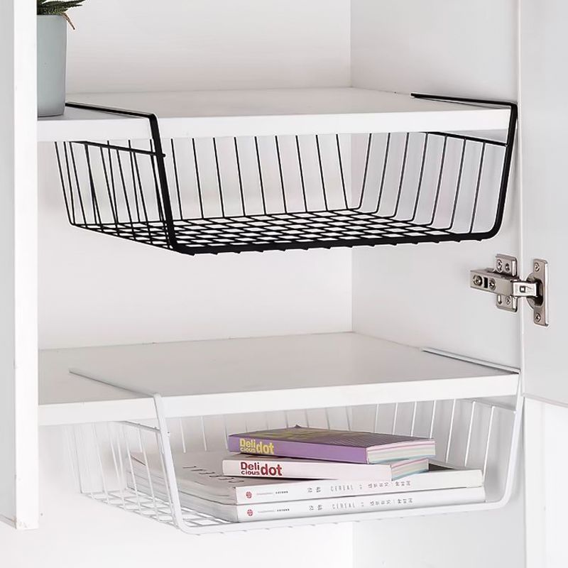 اندر شيلف معدن حامل ومنظم لأدوات المطبخ والحمام والمكتب سهل التركيب