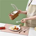 علبة توابل مقسمة 3 قطع قابلة للفك بمعالق لسهولة الأستخدام وغطاء شفاف محكم الغلق ويد من البلاستيك