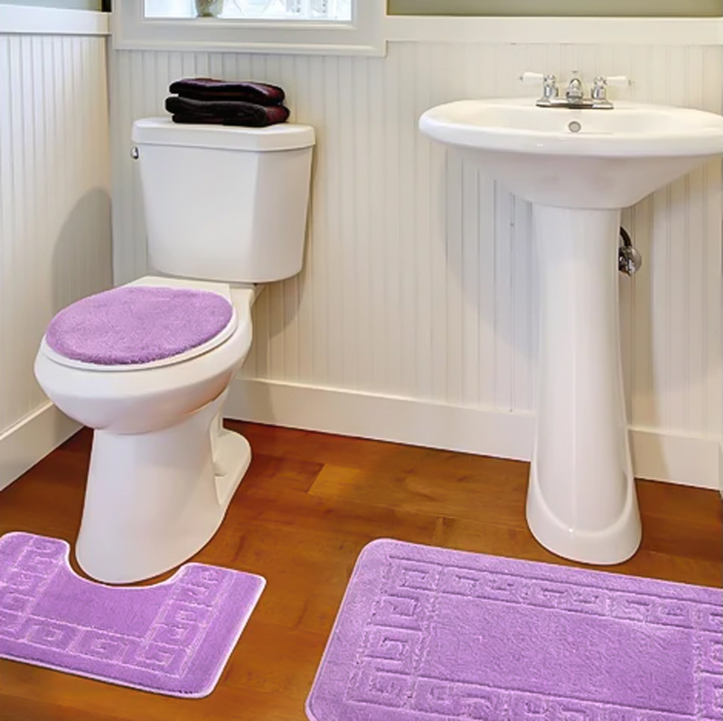 طقم دواسات حمام 3 قطع مضاد للأنزلاق لتجنب الوقوع للتواليت والبانيو بألوان مختلفة