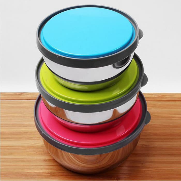 علب ثلاجة لحفظ الطعام استانلس 3 قطع