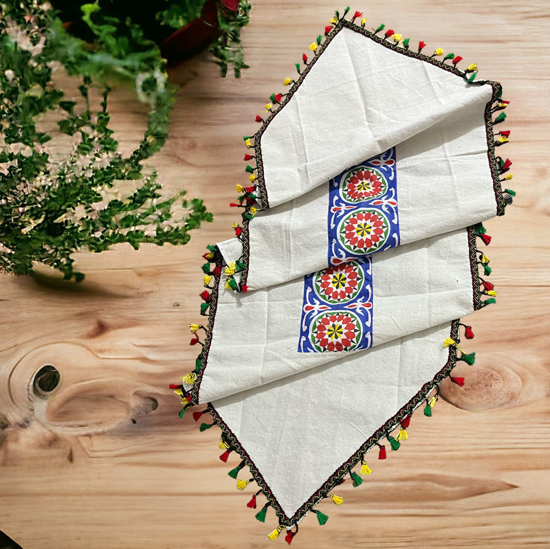 رانر سفرة كتان بقماش خيامية لديكور رمضاني مميز