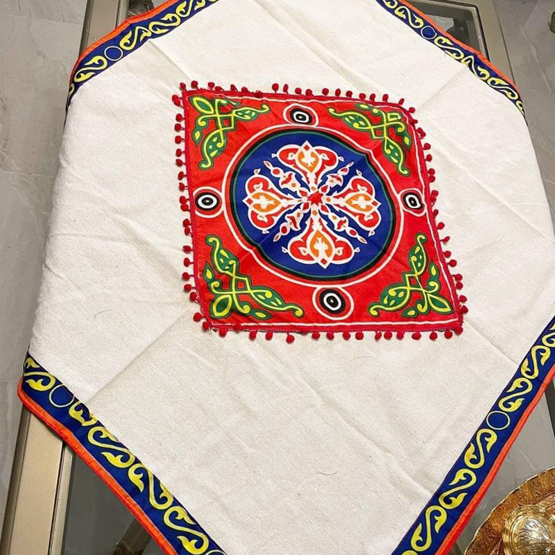 مفرش سفرة 1 متر كتان بقماش خيامية لديكور رمضاني مبهج