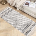 مشاية كتان شيك باللون الأبيض والأسود لتجديد ديكور غرف النوم والدريسنج والليفنج والحمام والطرقات