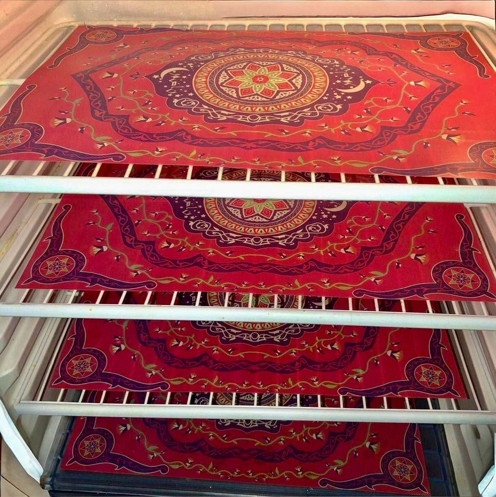 مفارش ثلاجة رمضانية 4 قطع بأشكال وألوان مختلفة قابل للغسيل