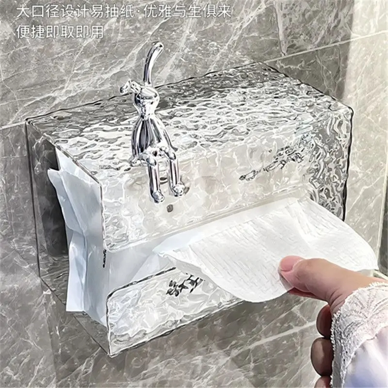 علبة مناديل اكليريك بدبدوب ثري دي لغرف النوم والأطفال والحمام بلزق دبل فيس قوي