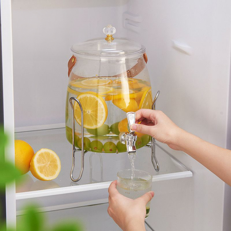 ديسبنسر عصائر اكليريك 3.5 لتر بحنفية لسهولة الأستخدام وغطاء محكم الغلق ويد جلد