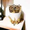 مبخرة رمضانية بحامل لضمان الثبات من الجبس ومعدن مطلي باللون الذهبي لديكور مميز