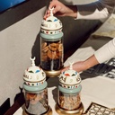 تمرية خير وبركة زجاج بغطاء شكل قبة لحفظ وتقديم التمر والمكسرات والشوكولاته للضيوف بشكل مختلف