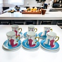 طقم شاي استكانة 12 قطعة مزين برسومات رمضانية مميزة من البورسلين