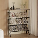 استاند منظم للأحذية 3 أرفف مع رف خشب علوي لقطع الديكور لليفنج والريسبشن والدريسنج من المعدن