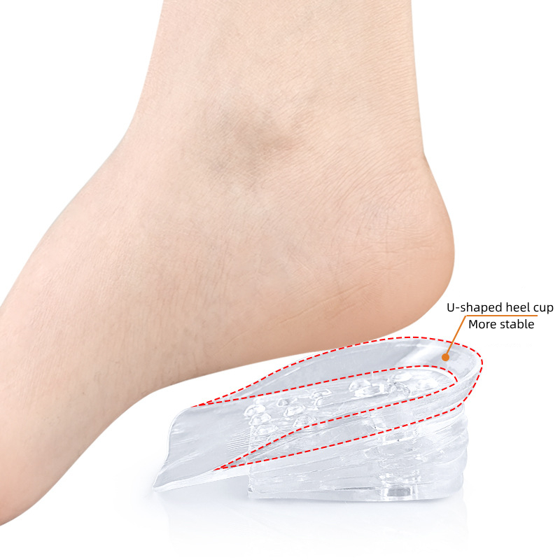 طقم كعب سيليكون 6 قطع لراحة القدم وزيادة الطول 5 سم بديل للكعب