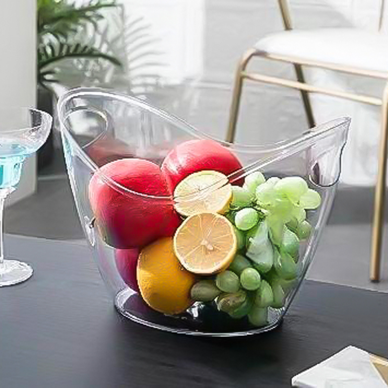 طبق لحمل وتنظيم الفواكه والثلج والمشروبات الغازية بيد لسهولة الحمل من الاكليريك