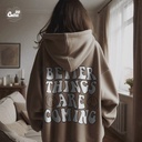 Better Things Are Coming هودي اوفر سايز قطن باللون البني