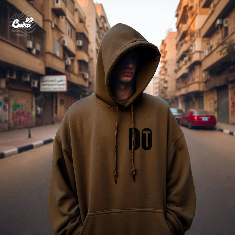 DT هودي اوفر سايز قطن باللون البني