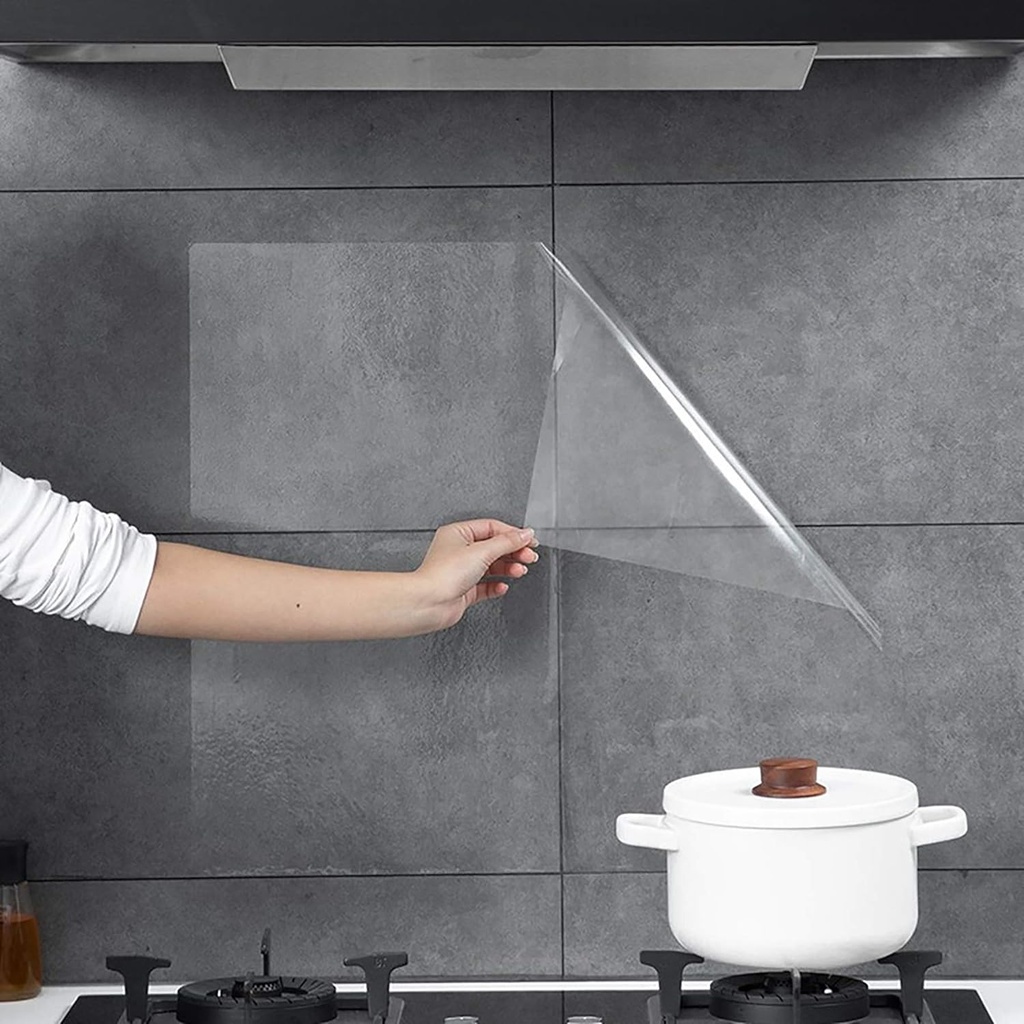 رول استيكر شفاف لاصق 2 متر وتربروف لحوائط المطبخ لمنع تكون الدهون قابل للقص