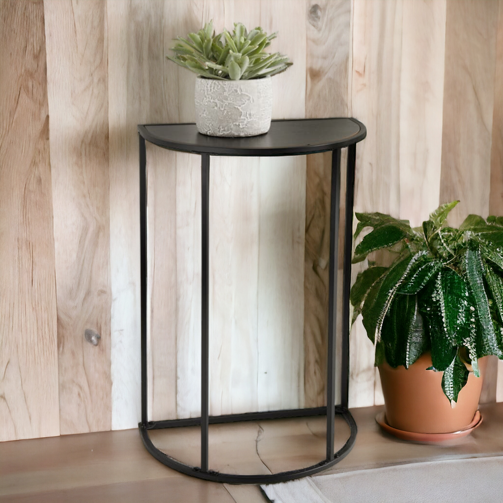 ترابيزة نصف دائرة لتجديد ديكور المنزل من المعدن والخشب